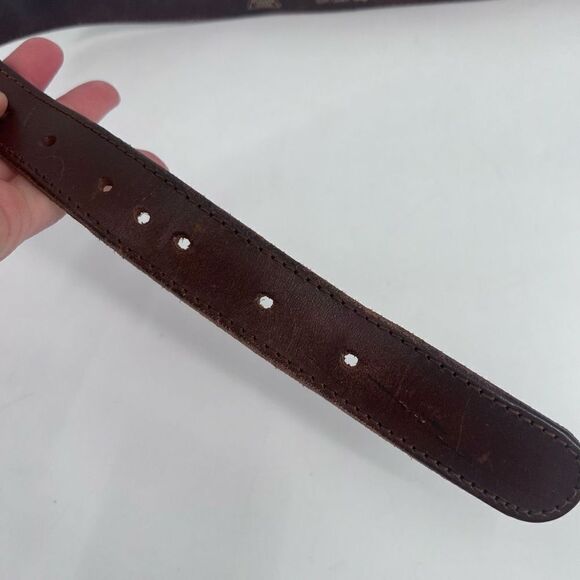 Vintage Women's Real Leather Stitch Point Adjustable Buckle Belt Brown One Size - Picture 9 of 10